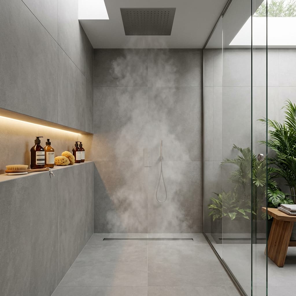 Modern walk-in shower tile installation by Tile Stone and Bath