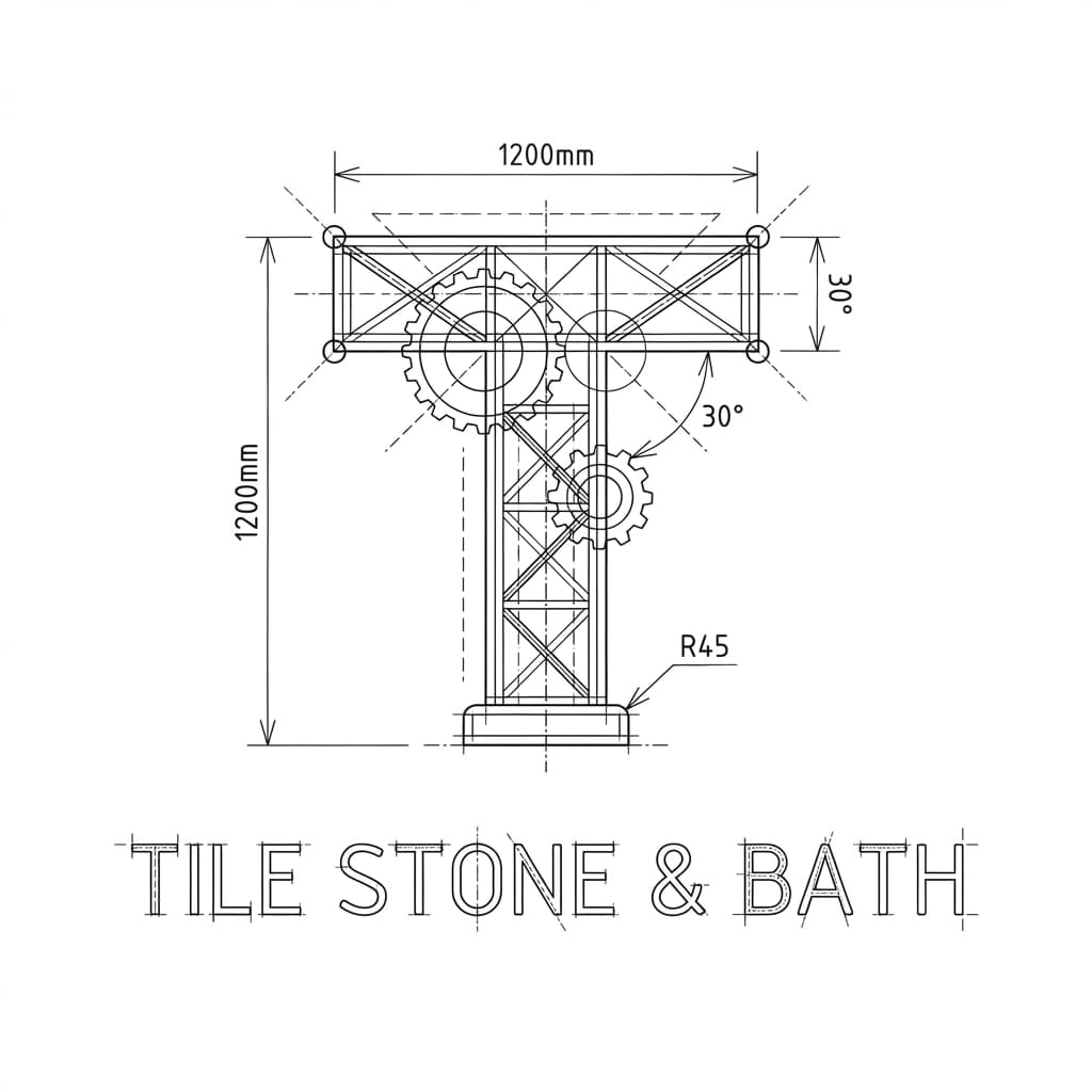 Technical architectural schematic showing precise tile layout planning
